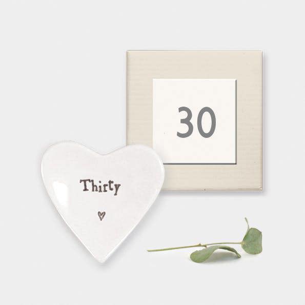 30th Birthday Porcelain Heart Trinket Dish – Thirty
