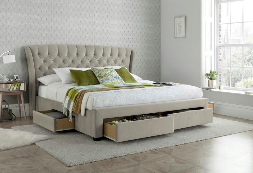 Bedmaster Newton 4 Drawer Velvet Storage Bed