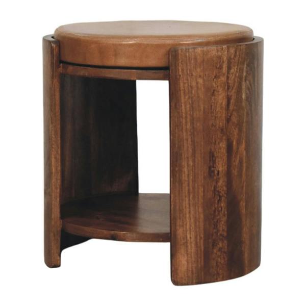 Artisan Furniture Solid Wood Savoy Leather Stool