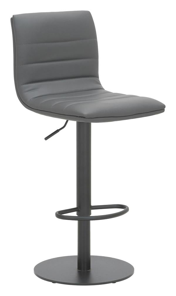 Lamboro Deluxe Aldo Bar Stool - Charcoal Grey, Matt Black Frame, Adjustable Height