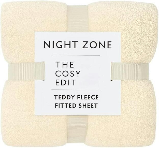 Night Zone Teddy Fleece Fitted Sheet 30cm Deep – Extra Deep Warm Teddy Bear Bedding - Cream