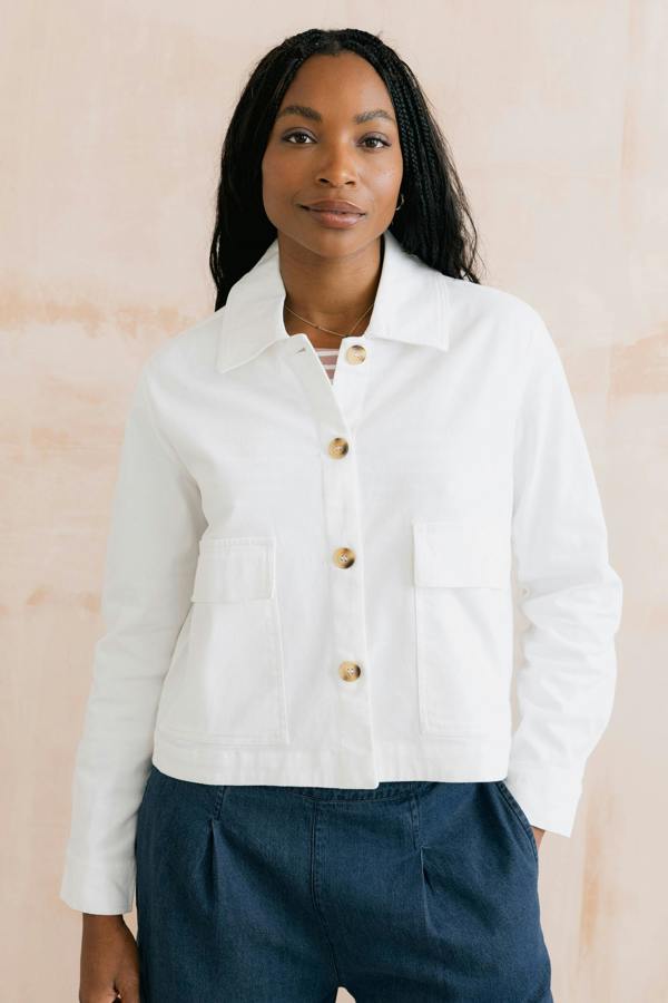 Lily & Me Effie Stretch Cotton Twill Jacket White