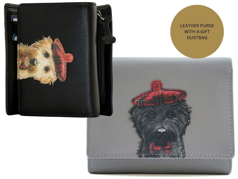 Mala Leather Cocos Tartan Dog Trifold RFID Leather Purse