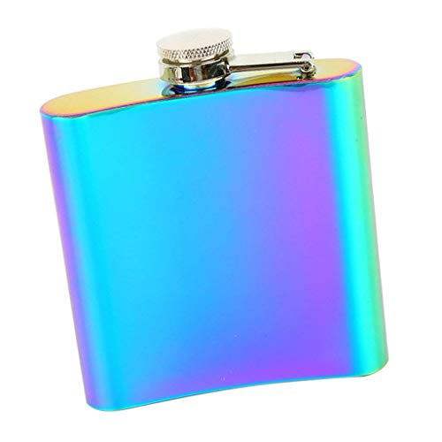 KAV 6oz Stainless Steel FLASK Screw Cap Hip Pocket Alcohol Liquor Boy & Girl Whiskey Party - Blue, 10.5×9.5cm