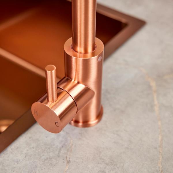 Flode Dellen | Single Lever Kitchen Sink Mixer Tap with Swivel Spout | Square Neck Design | Rose Copper Finish