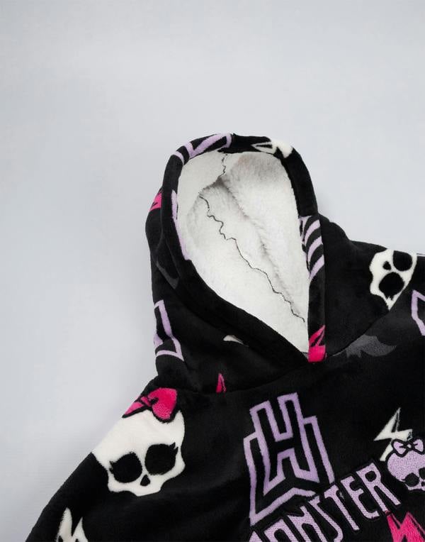 Monster High Womens Multicoloured Skull & Lighting Bolt Blanket Hoodie (One Size)