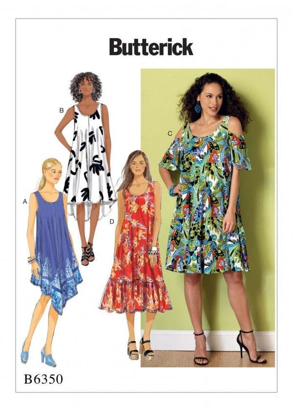 Butterick Sewing Pattern 6350, Dresses for Women, 4-6-8-10-12-14 - Easy