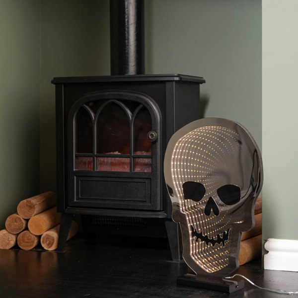 Samuel Alexander 40cm Light up Halloween Skull Infinity Decoration with Warm White LEDs