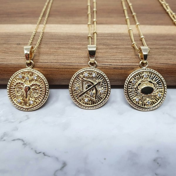 18k gold filled, 1 inch, zodiac pendant charms