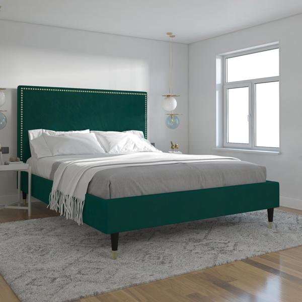 Dorel Home Audrey Bed Velvet Green - Double