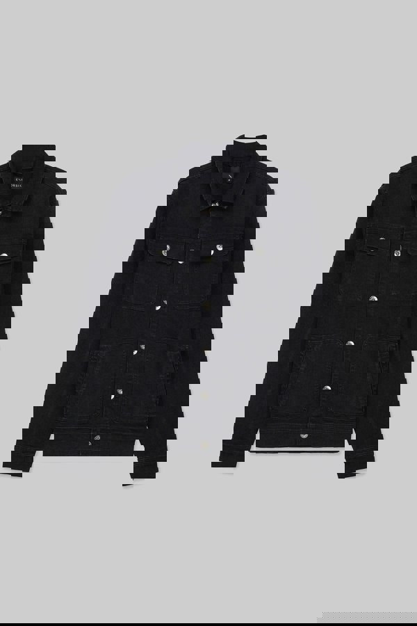 Mens Black Washed Black Denim Jacket