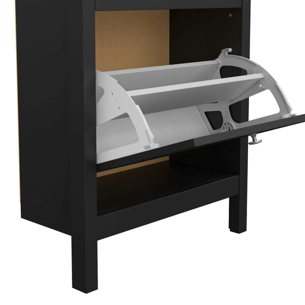Wyld Haus Gossmere Matt Black Shoe Cabinet 2 Doors