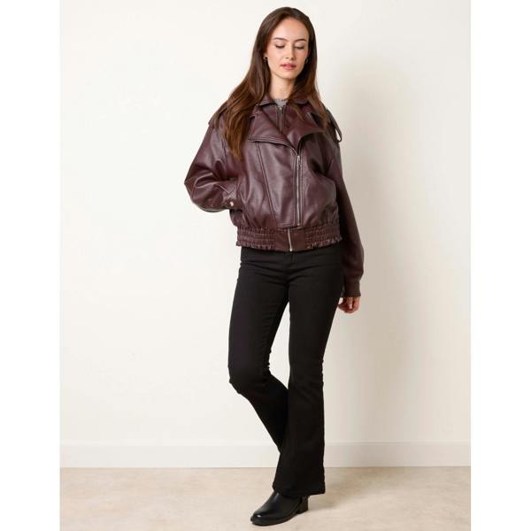 Blue Vanilla Double Zip Oversized Faux Leather Jacket