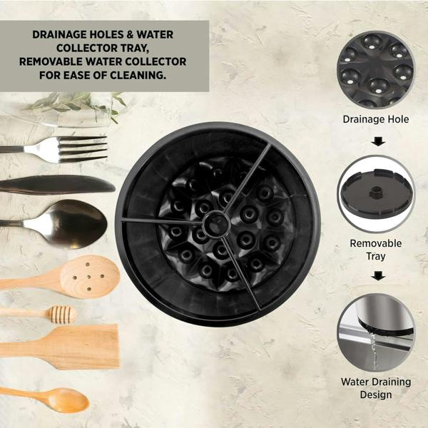 Top 3 Deluxe Stainless Steel Rotating Cutlery Utensil Organiser