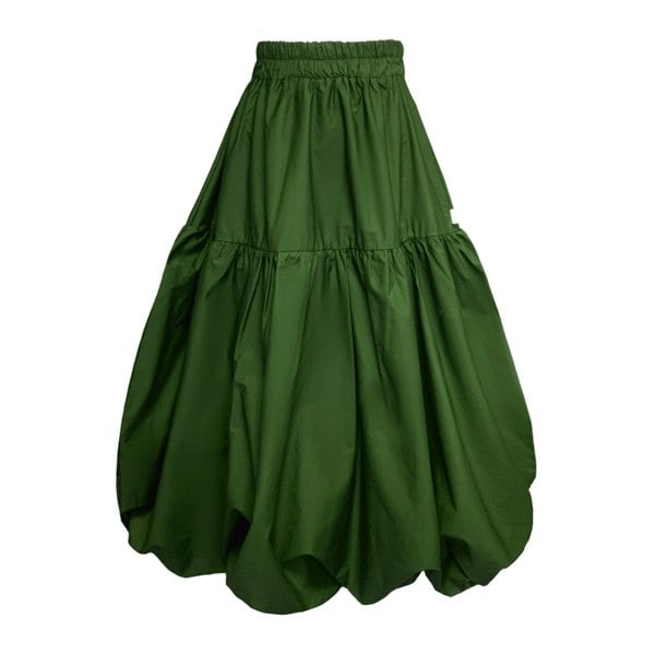 Frock Tales Mylar Puffball Midi Skirt In Green