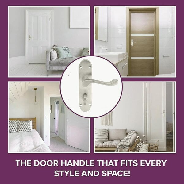EDH Door Hardware Satin Nickel Bathroom Door Handle – Epsom Style Victorian Scroll Privacy Lever