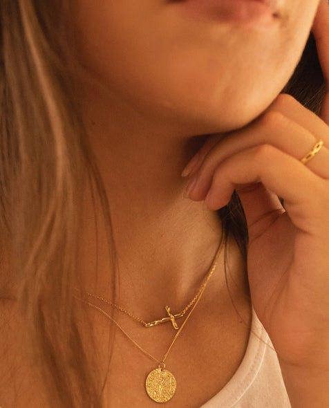Dainty 14K Gold Cross Choker Necklace - Necklaces - Elk & Bloom