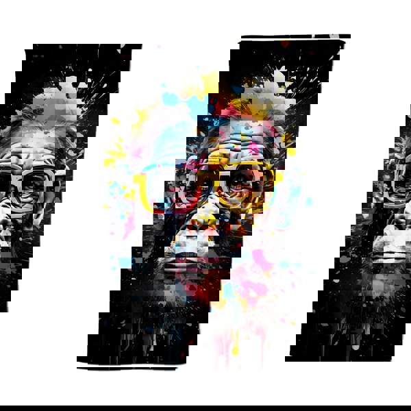 Warren Reed Coloured Splashart Monkey Face with Glasses Tea Towel