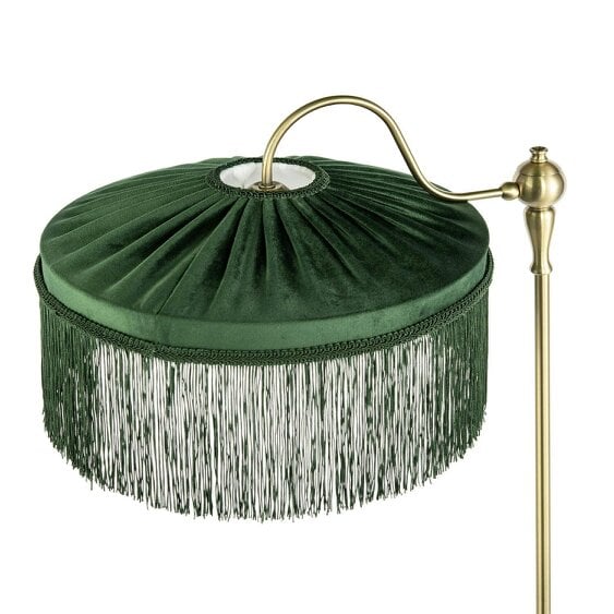 Happy Homewares Classic Antique Brass Victorian Inspired Floor Lamp with Green Shade