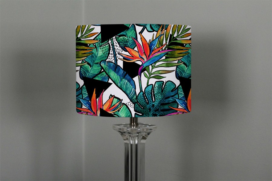 Benjamin Tate Design tropical leaves and flowers with contour (Ceiling & Lamp Shade)