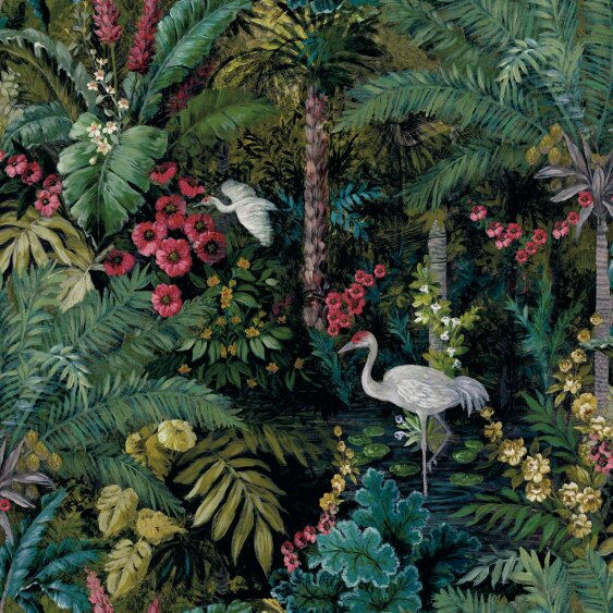 Love Frankie Flight of the Cranes Wallpaper - Charcoal