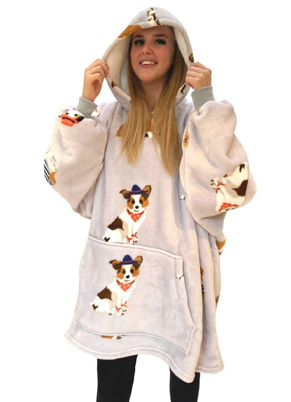 Urban Unique Poochies Sherpa Fleece Hoodie Oversized