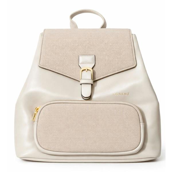 Lorenz Lightweight Woven Look Flapover Rucksack with Drawstring Closure