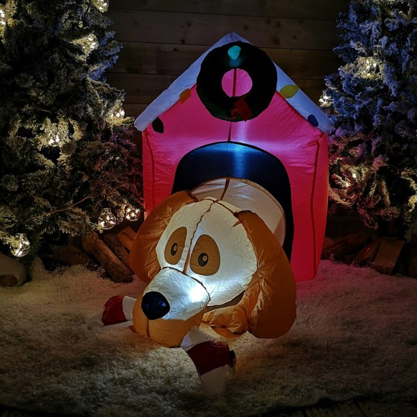 Samuel Alexander 1.2m Inflatable Light Up LED Indoor Outdoor Dog House Christmas Decoration