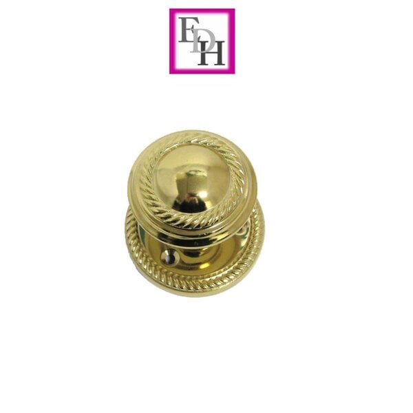 EDH Door Hardware Brass Plated Georgian Style Sprung Round Door Knob Set – Internal 1 Pair