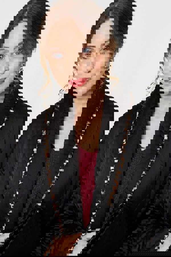 Black | Animal Print Trim Open Front Padded Coat
