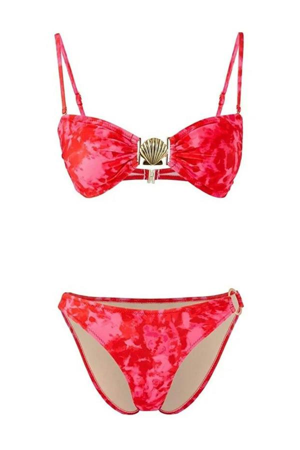 WOVCOR Strapless Padded Low-Waist Regular Bikini Set with Accessories
