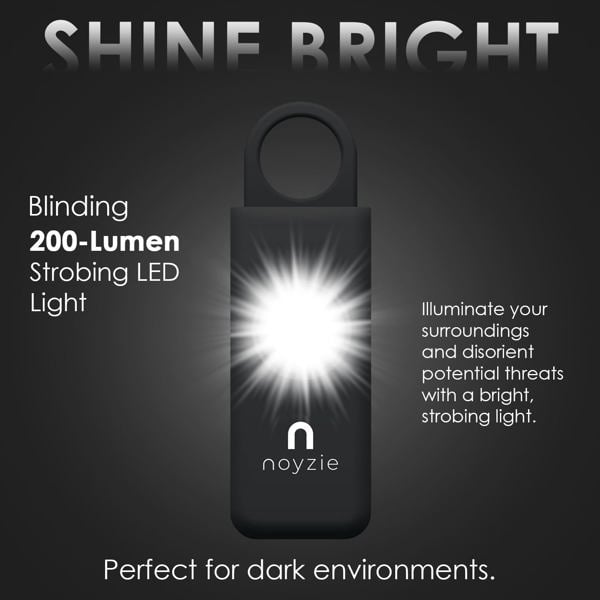 Noyzie 130db Personal Safety Alarm Siren & 200 Lumen Strobing LED Light - Rechargeable
