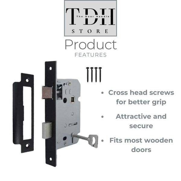 EDH Door Hardware Matt Black Victorian Scroll Door Handles – Handle Only, Handle + Lock or Lock Only – 150mm x 43mm