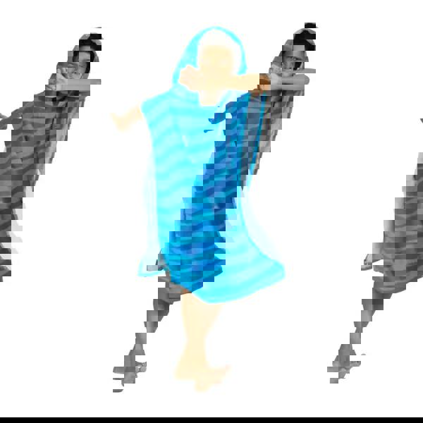 Zoggs Nautical Stripes Kids Poncho Hooded Towel Robe - Blue