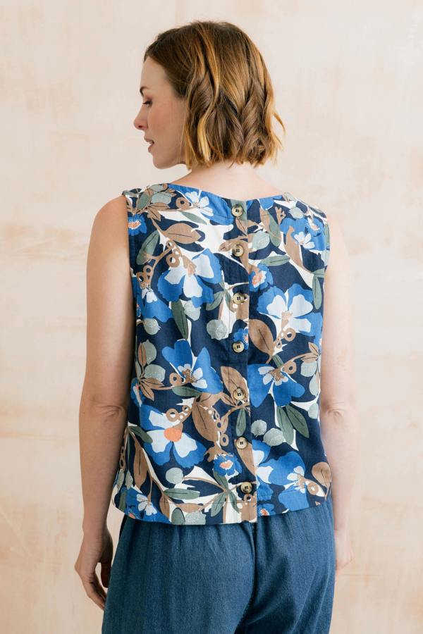 Lily & Me Cora Linen Blend Vest Navy