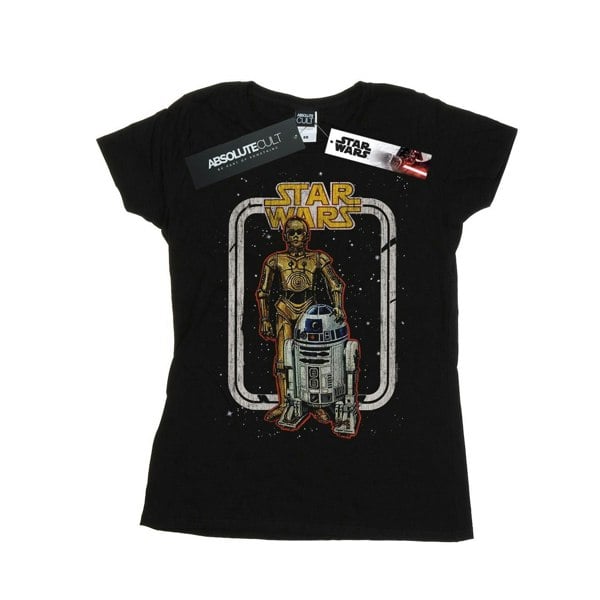 Star Wars Womens/Ladies R2-D2 And C-3PO Vintage Cotton T-Shirt - Black