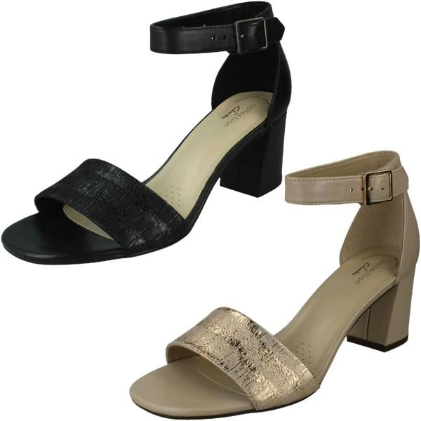 Clarks Ladies Clarks Heeled Ankle Strap Sandals Jocelynne Cam