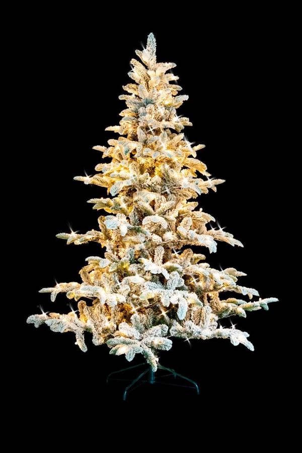 5ft to 8ft Pre-Lit Snow Covered Artificial Christmas Tree with Warm White LEDs image 3