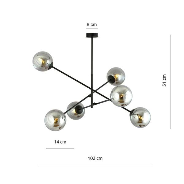 Emibig LINEAR Pendant lamp 6 x E14 Black with Graphite Shade