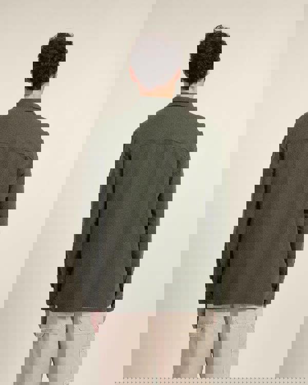 Larsson & Co Olive Crosshatch Textured Overshirt