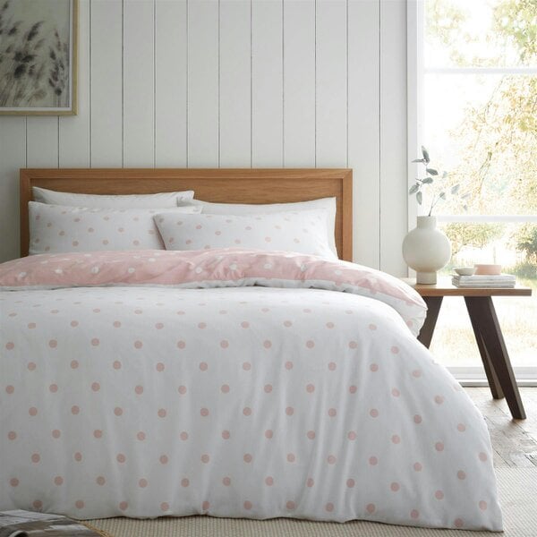 HomeSpace Direct Brushed Polka Dot Pink Duvet Cover Set