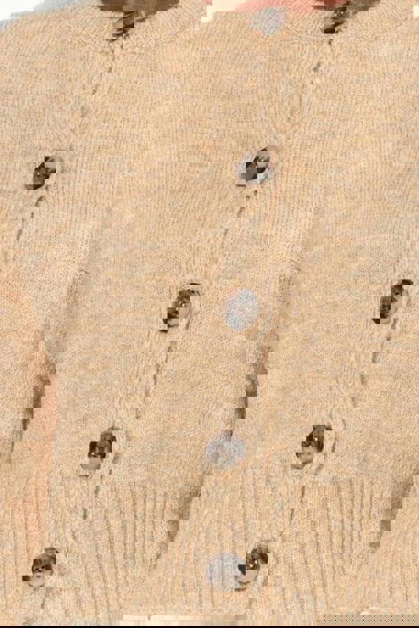 WOVCOR Crop Soft Textured Buttoned Knit Cardigan