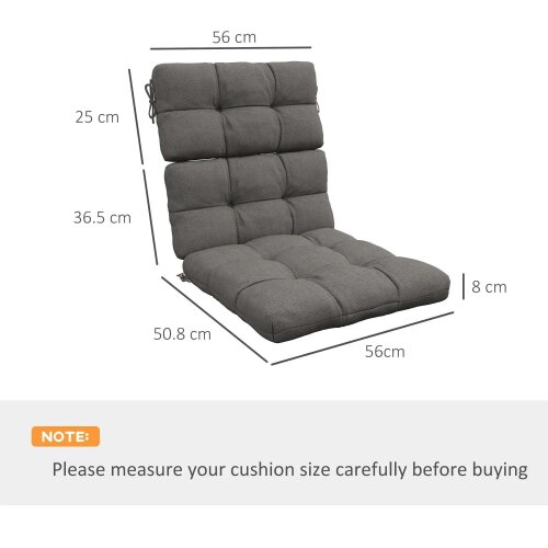 Bobobiy 2-Piece Seat Cushion Replacement with Backrest, Garden Patio Chair Cushions Set with Ties, Charcoal Grey