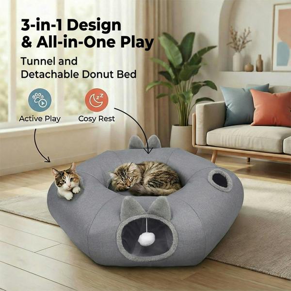 Skylos Cat Tunnel Foldable Interactive Play Tunnel Indoor Cats Kittens Toys
