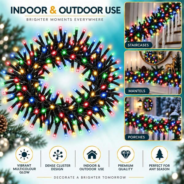 Cluster Green Cable Multicolour LED Christmas Lights, 480 to 1920 LEDs, 8 Effects, Timer, Mains Powered image 4
