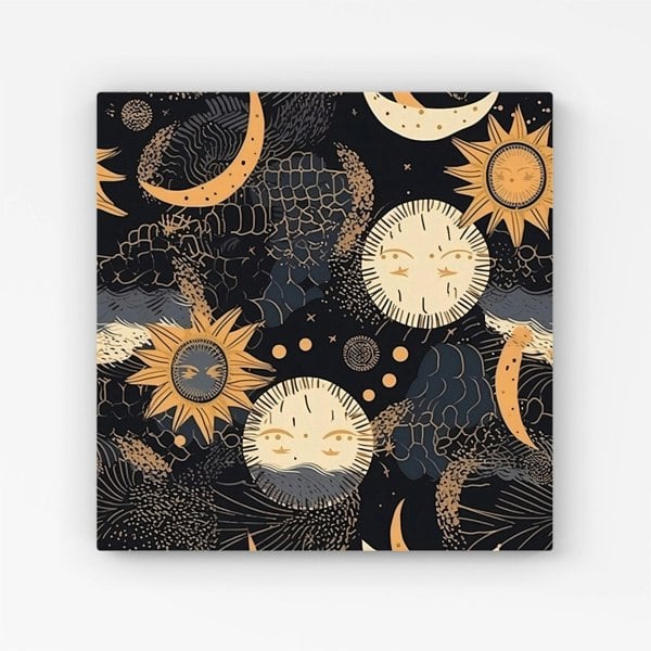 Warren Reed Gold Sun and Moon Canvas