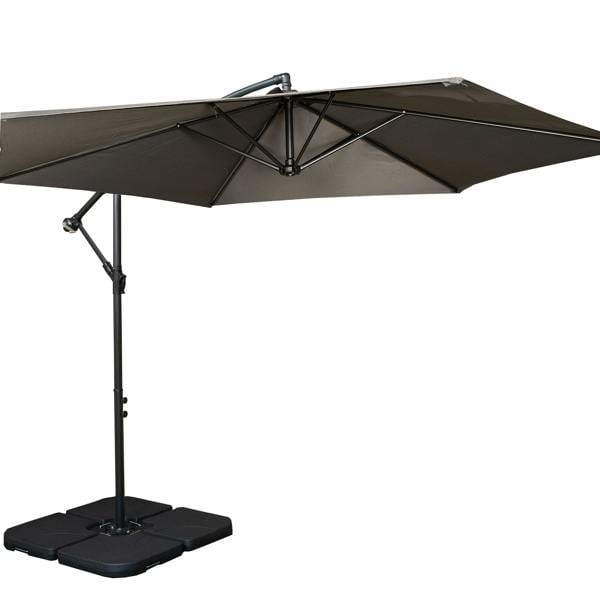 Samuel Alexander 3m Cantilever Banana Garden Parasol in Grey with Crank Handle and Parasol Base Weights Included