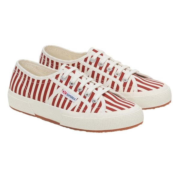 Superga Womens 2750 Striped Trainers - Off White/Red