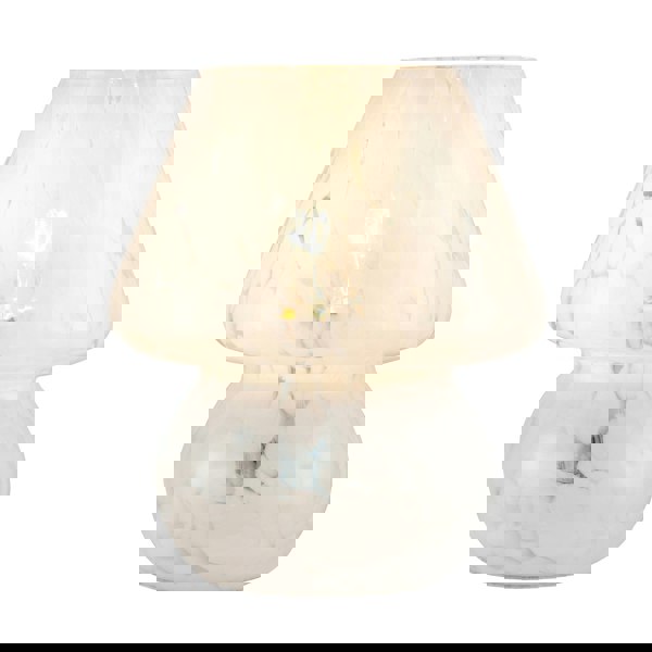 Modern Designer Mushroom Glass Table Lamp in White Snowflake Pattern Image 4