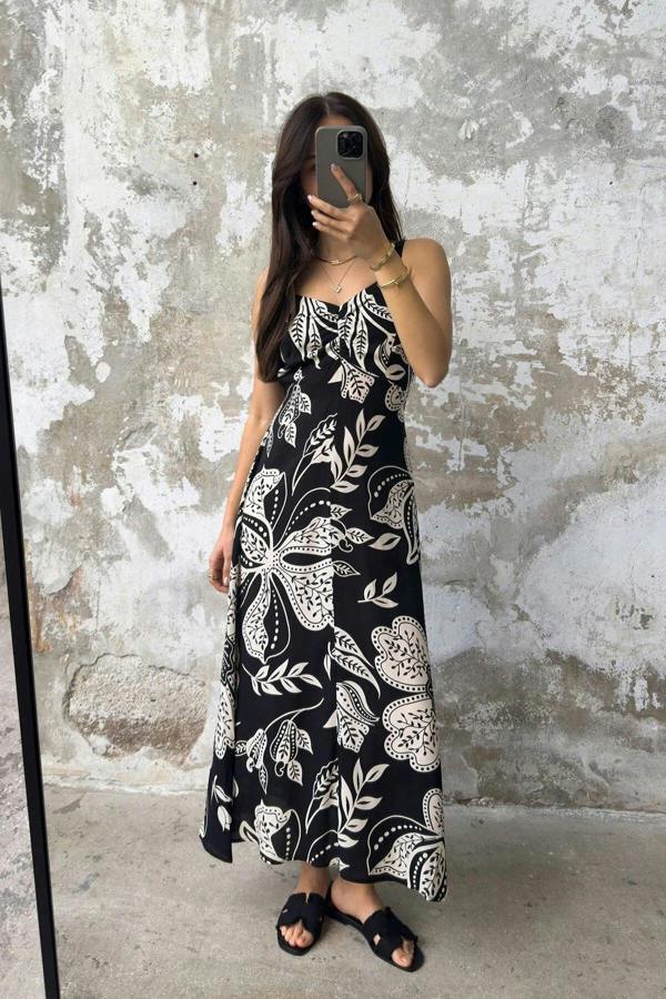 WOVCOR Floral Midi Woven Dress